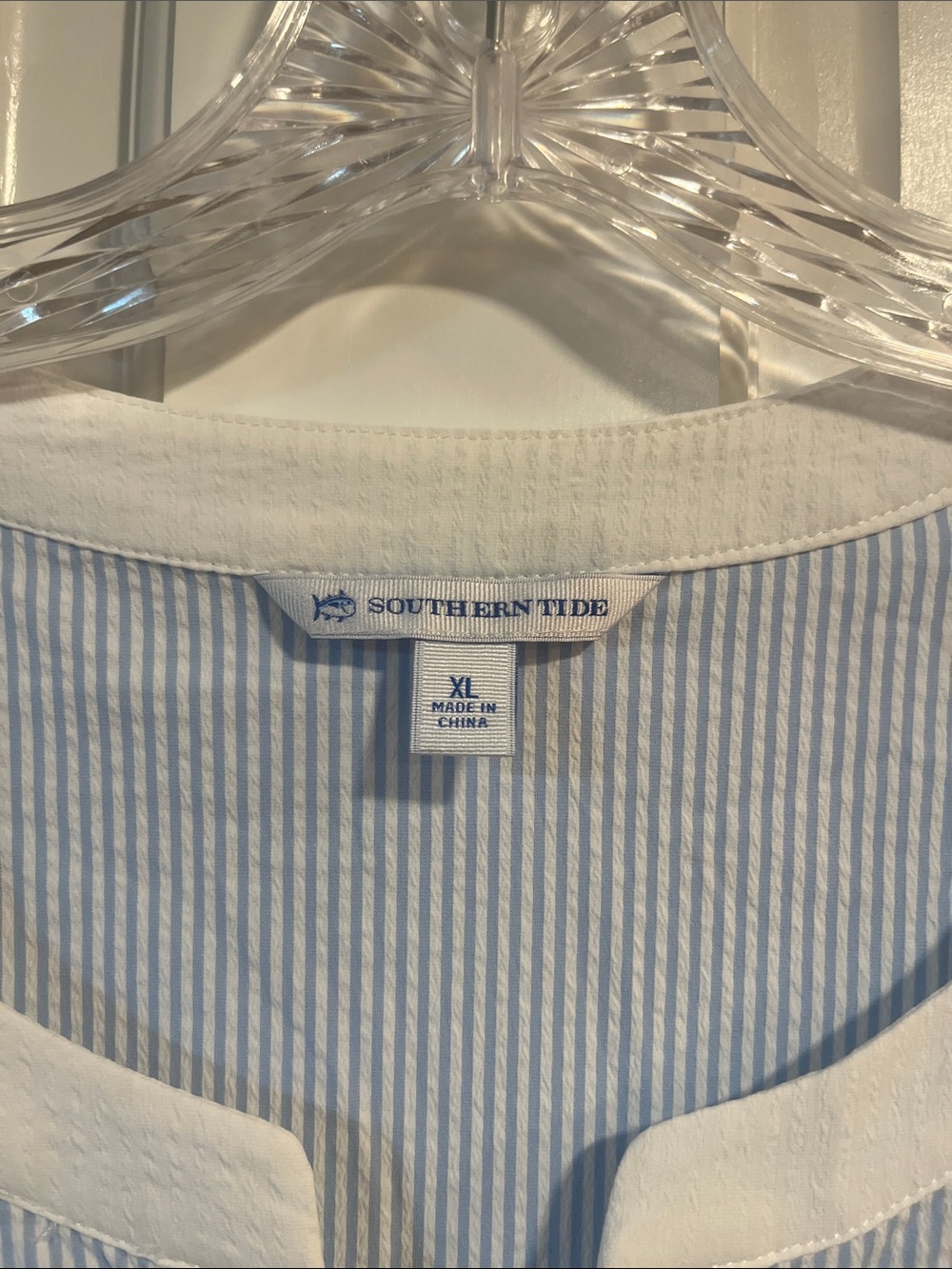Southern Tide Hailey Seersucker Blue Striped Tunic Size XL - Picture 3 of 11